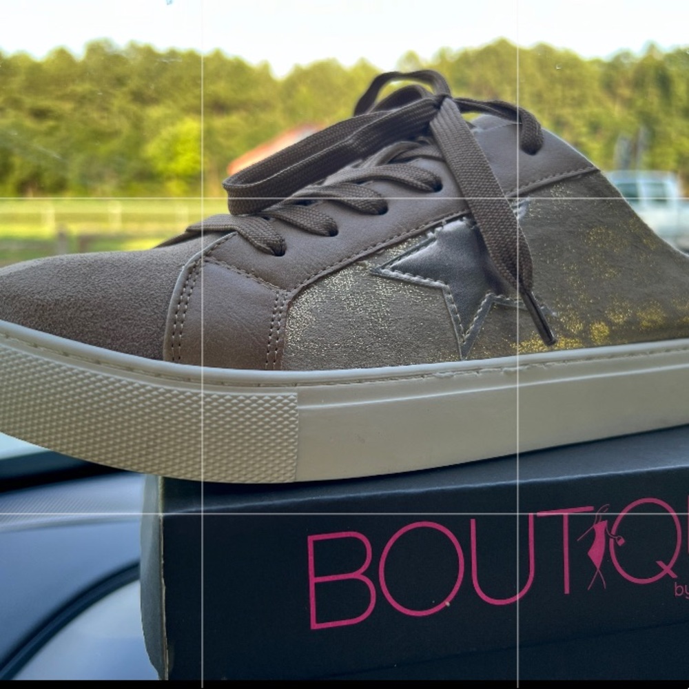 “Golden Goose” inspired slide on tennis shoes, SIZE 9 (a bit narrow), never worn